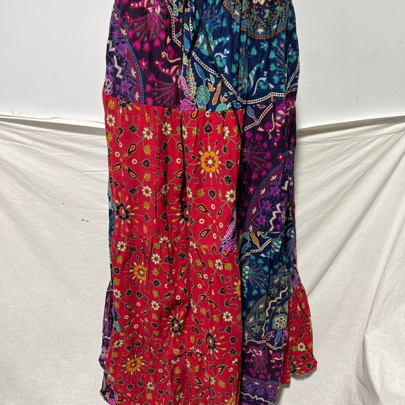 Boho Patchwork Skirt * Long Gypsy Hippie Tiered in 100% Silky Rayon * Maxi Full - Picture 6 of 6